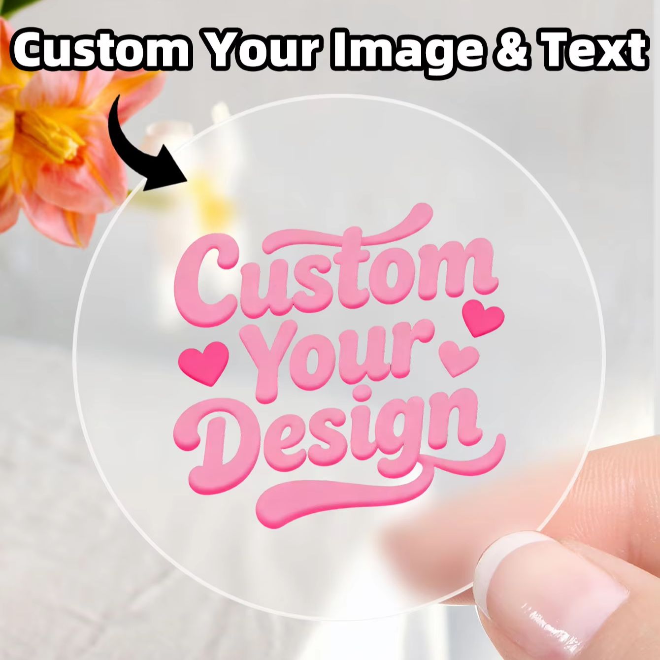 Candle Holder Supplies - 1-90PCS Stiker Bulat Transparan Kustom untuk